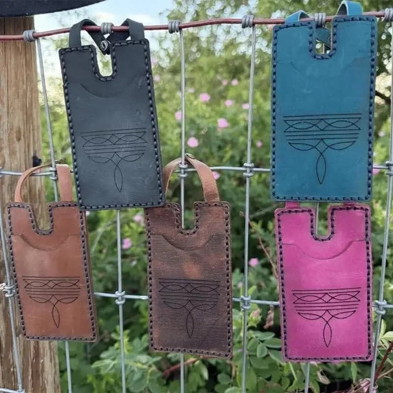 Portafoglio Artigianale in Pelle per Stivali, Porta Carte Stile Western con Chiusura a Bottone a Pressione, Portafoglio in Pelle per Stivali da Donna per Equitazione ed Escursionismo