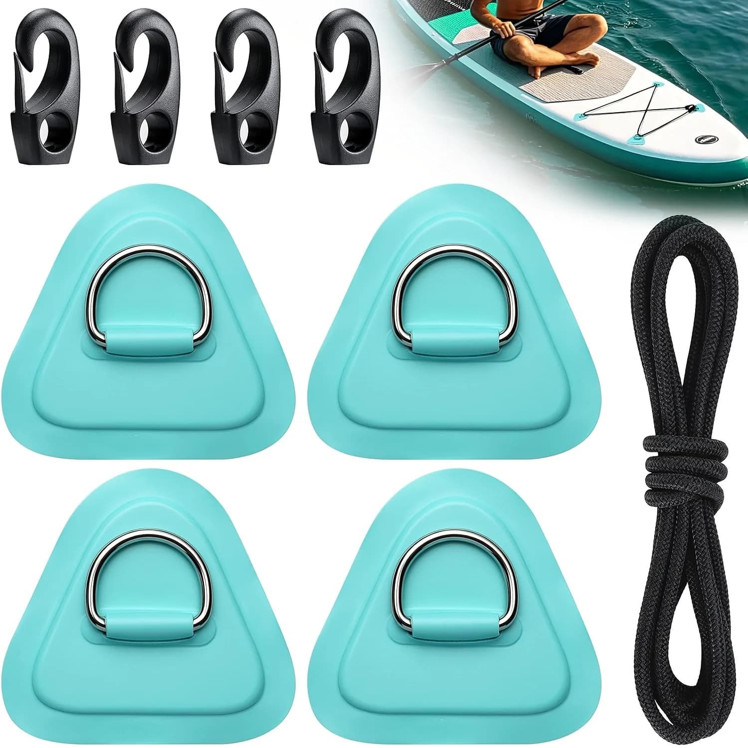 4pcs Stainless Steel D Patches Kayak Bungee Inflatable Sup Paddle Board Fixing Glue Not Included Outdoor Water Sport Accessory