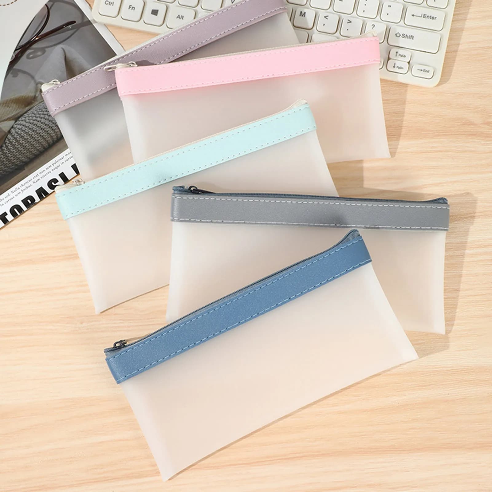 Astuccio Semplice Trasparente Leggero e Portatile per Ragazze, Bambini e Studenti