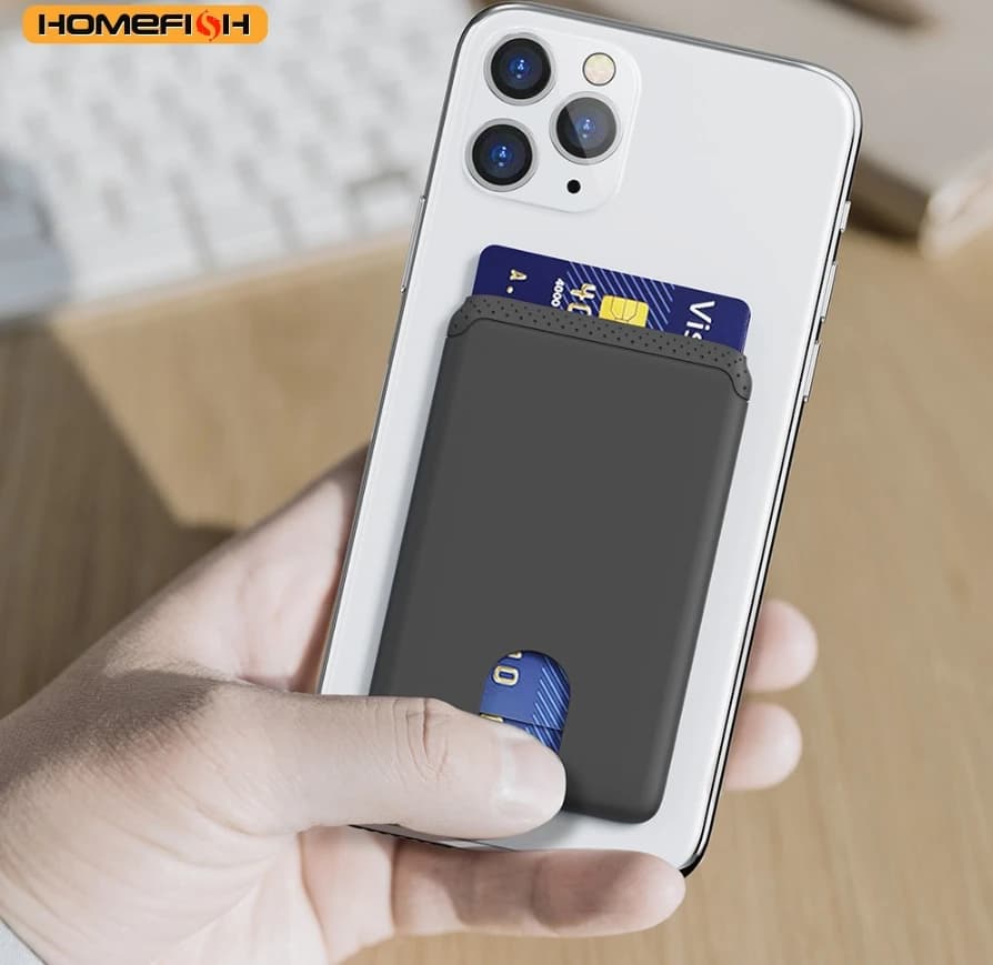 HOMEFISH Phone Wall decal, Soft Silicone Credit Card Holder, Compatible with iPhone and Android