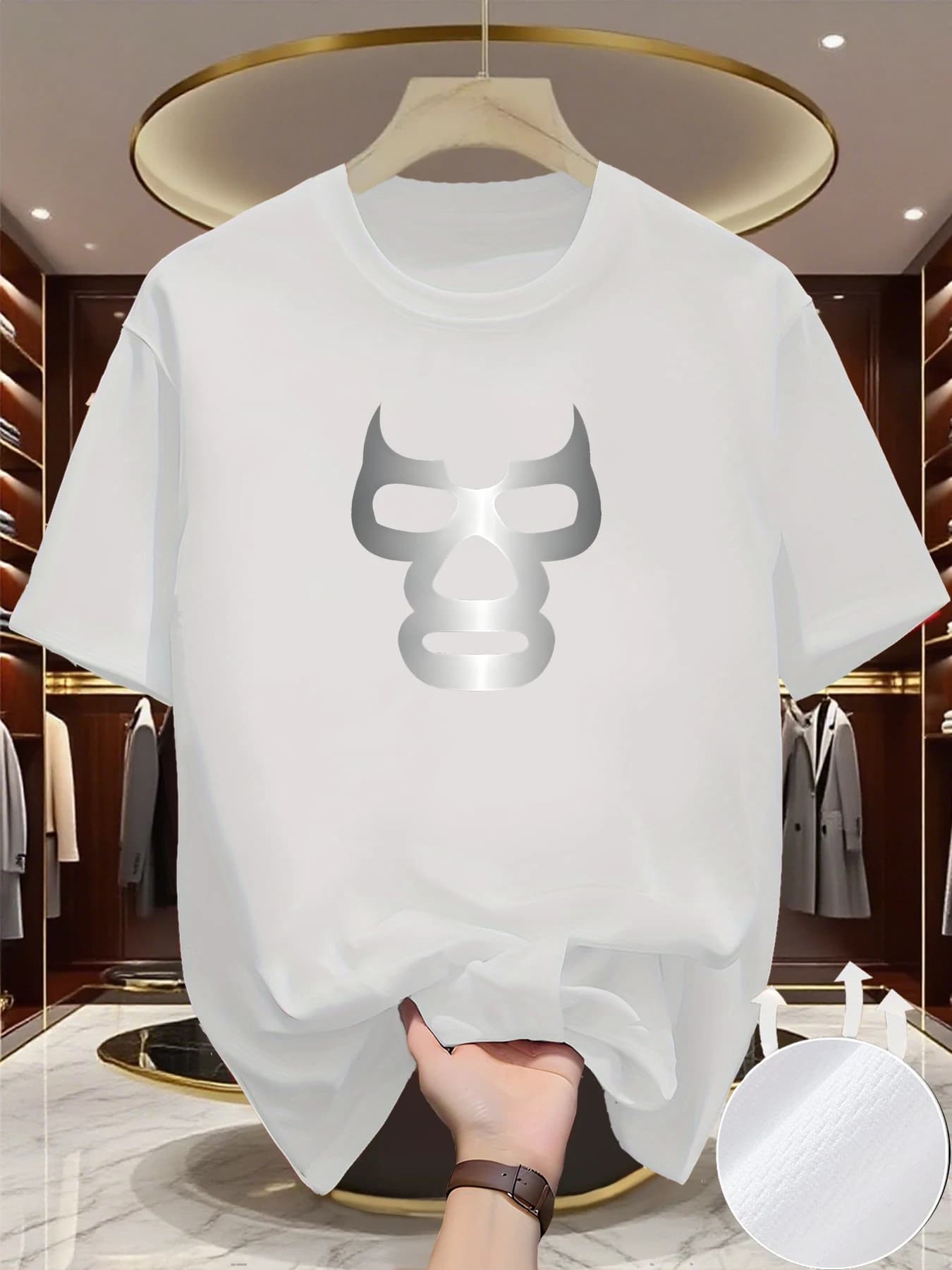 Round Neck Running Tshirt Men Thin Top Mask Print Quick Dry Short Sleeve Breathable Fitness Sports T-shirt Wear for all Seasons