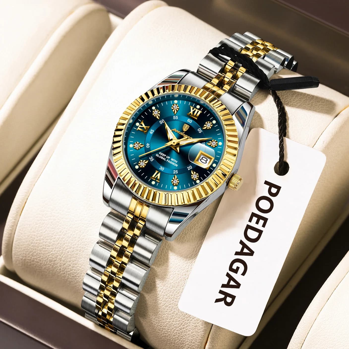 POEDAGAR Orologio da polso da donna di lusso originale Impermeabile Data luminosa Orologi da donna Orologio al quarzo in acciaio inossidabile per donna Reloj