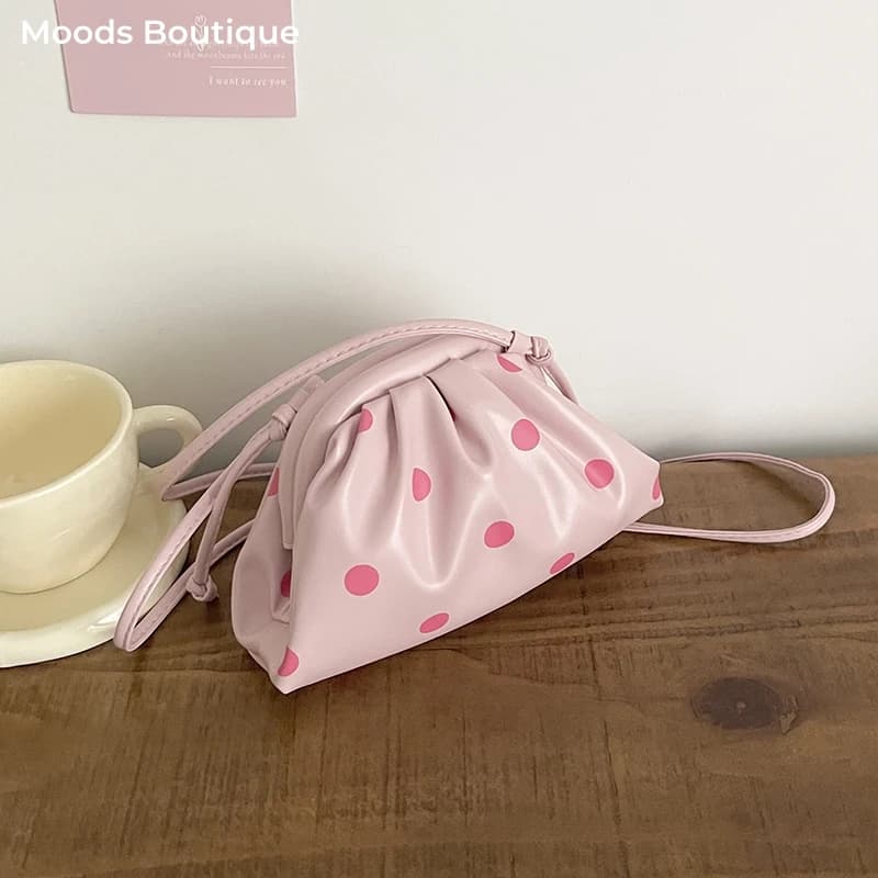 MOODS Super Mini Luxury Designer Purses And Handbags For Women Polka Dots PU Leather Lightweight Small Shoulder Cross Body Bag