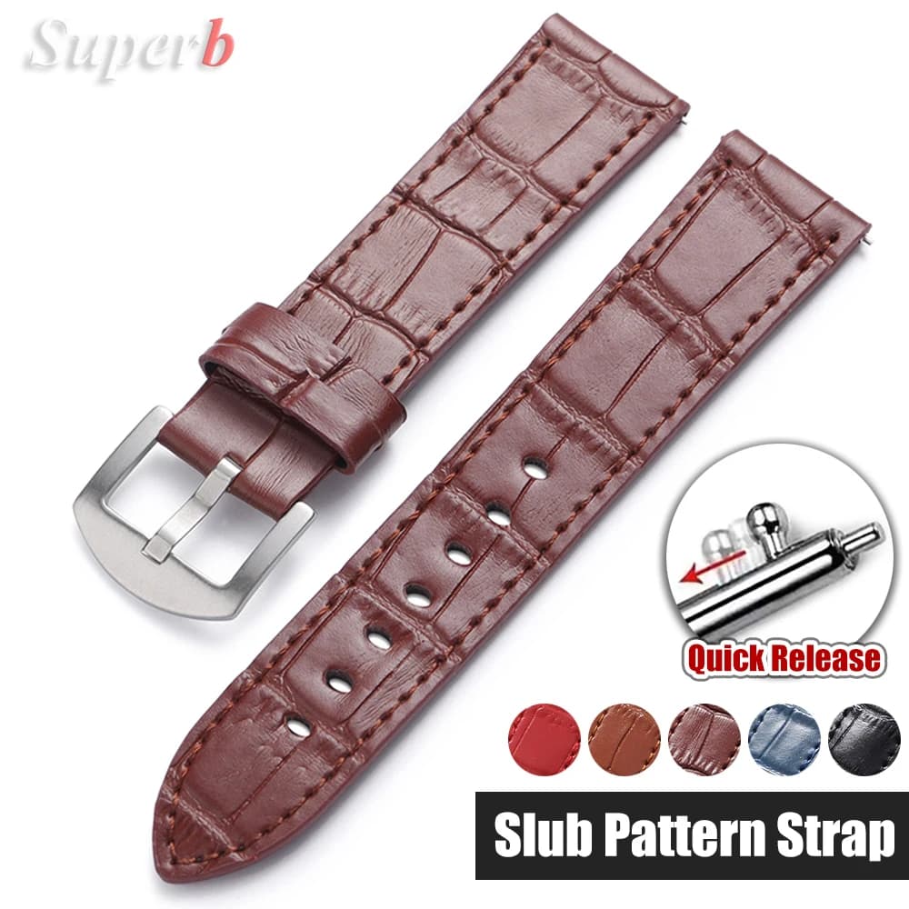 Cinturino per orologio in vera pelle di vitello 18mm 20mm 22mm cinturino universale modello fiammato braccialetto per uomo donna accessori per orologi