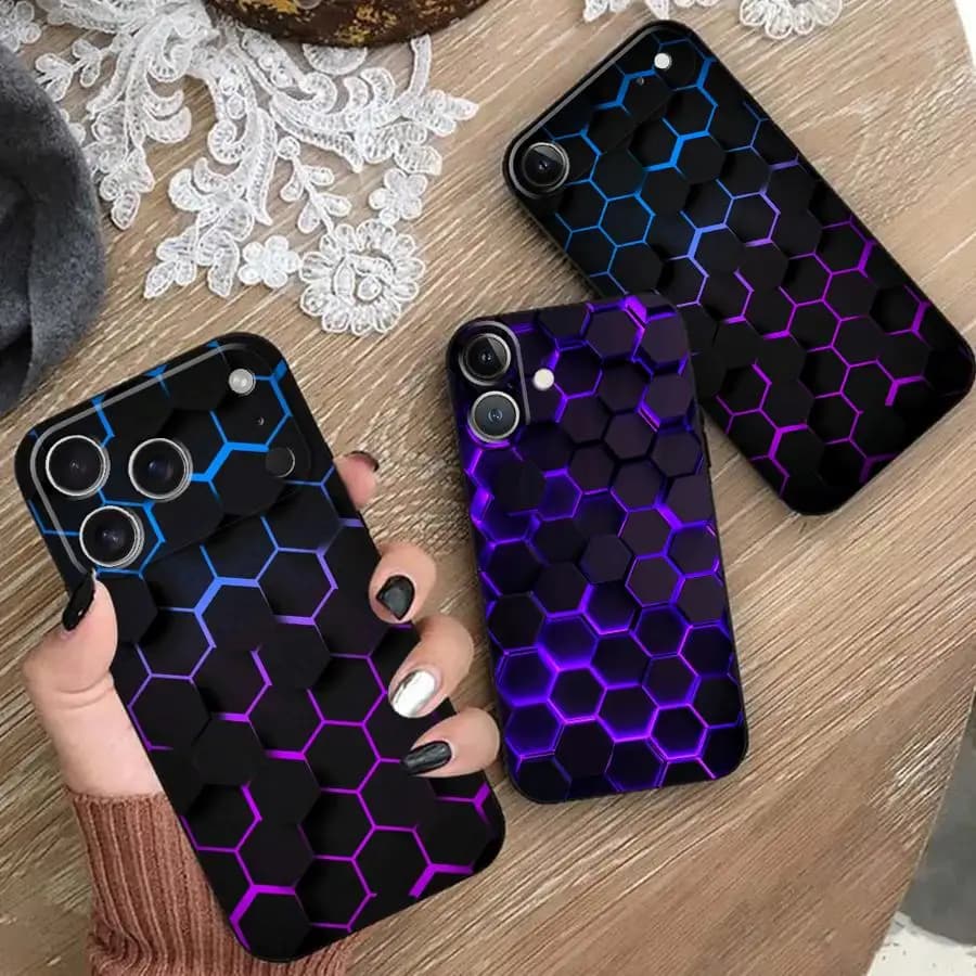 Cover per Telefono con Design a Nido d'Ape per Apple iPhone 17 Pro Max, 17e, 12, XR, XS MAX, 16, 15 Pro, 7, 8, 11, Air, 14, 13
