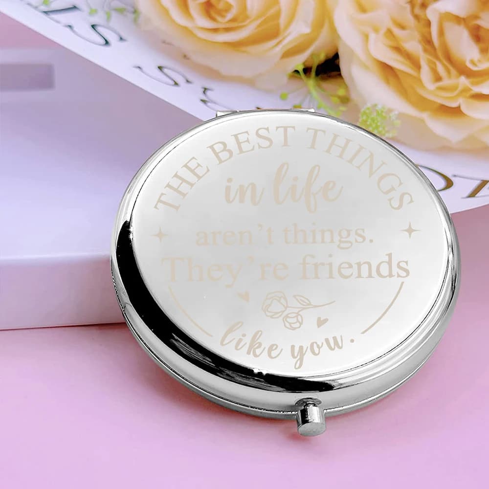 Advanced Stainless Steel Portable Folding Mirror - Custom Laser Engraving | Shockproof Double Side Mirror (normal/enlarged) | ex