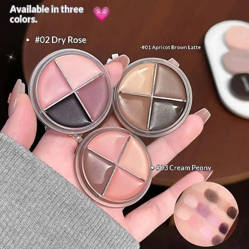 Palette Cappuvini 1 piece, 4 colors with eyeliner, illuminating and opaque velvety umbrella, eye makeup set for a cute and professional look.