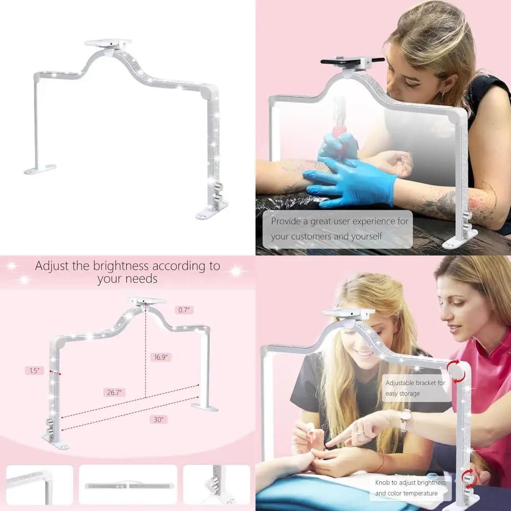 Lampada da scrivania regolabile a 34 livelli con dimmerazione a 3 livelli, 3360 lumen, protezione per gli occhi per tecnici delle unghie - Bianca