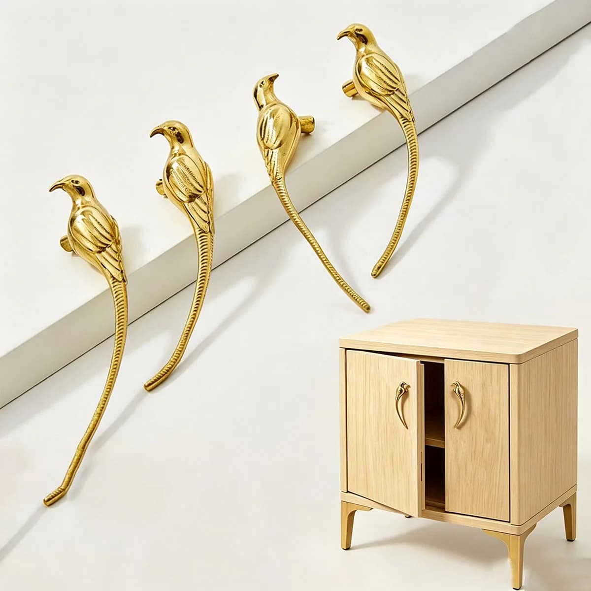 Golden Bird Drawer Pulls - Unique Personalized Wardrobe Handles for Room High-End Creative Design for Cabinet Door Drawer