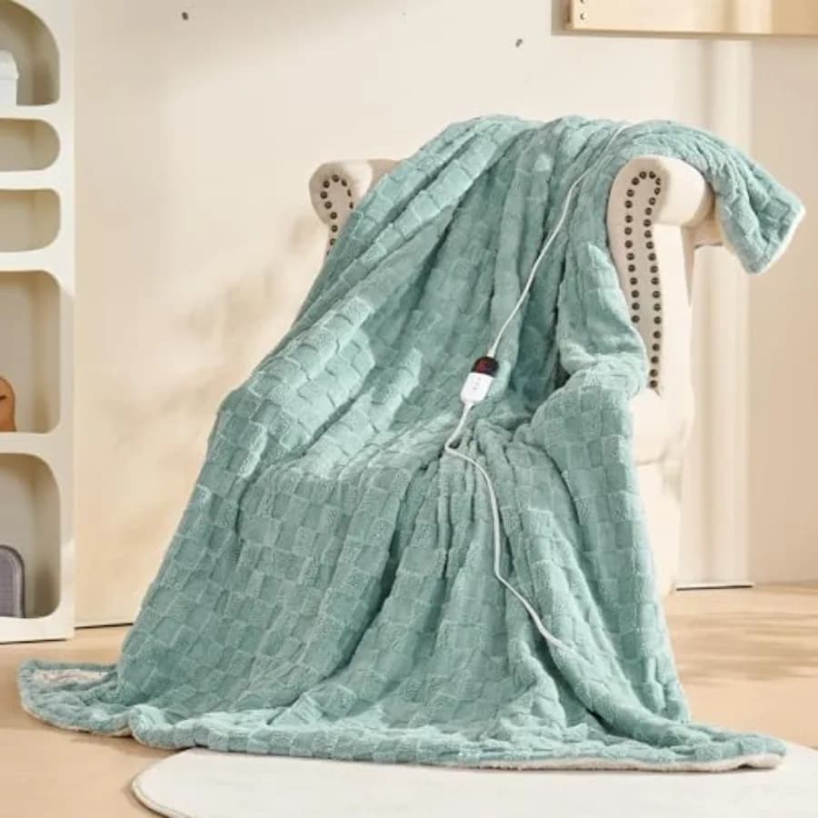 Coperta Elettrica - Morbida in Flanella a Quadri con 6 Livelli di Riscaldamento, Spegnimento Automatico dopo 4 Ore, Riscaldamento Rapido, Certificata ETL e FCC, Protezione dal Surriscaldamento