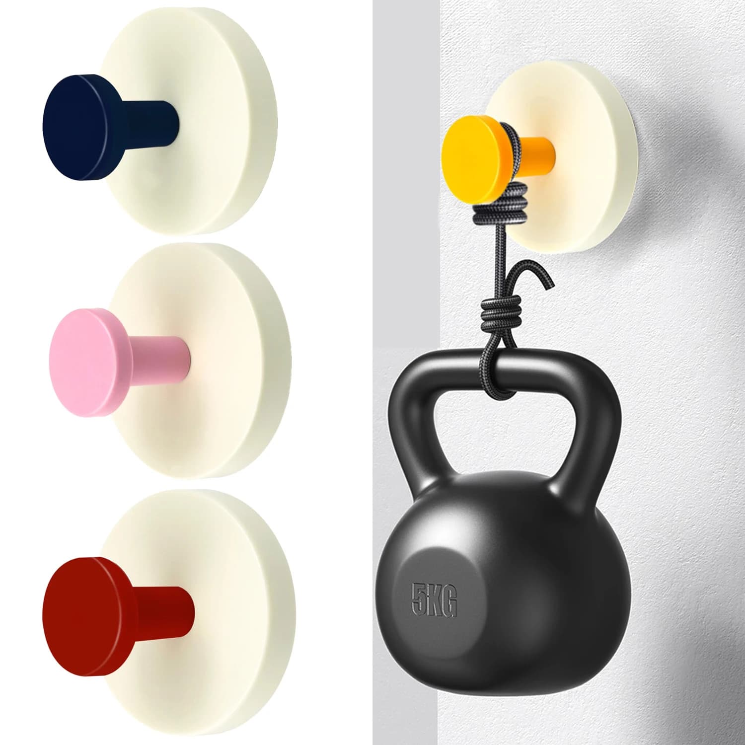 4 Ganci a Ventosa Adesivi da Parete Senza Danni, Extra Adesivi per Stoccaggio - Resistenti per Asciugamani, Doccia, Porta del Bagno