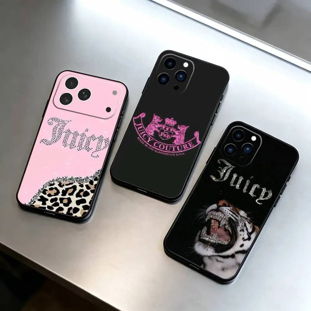 J-Juicy C-Couture Fashion Phone Case For iPhone 17, 16,15,14,13,12,11 Plus,Pro Max, Others Soft Black Cover