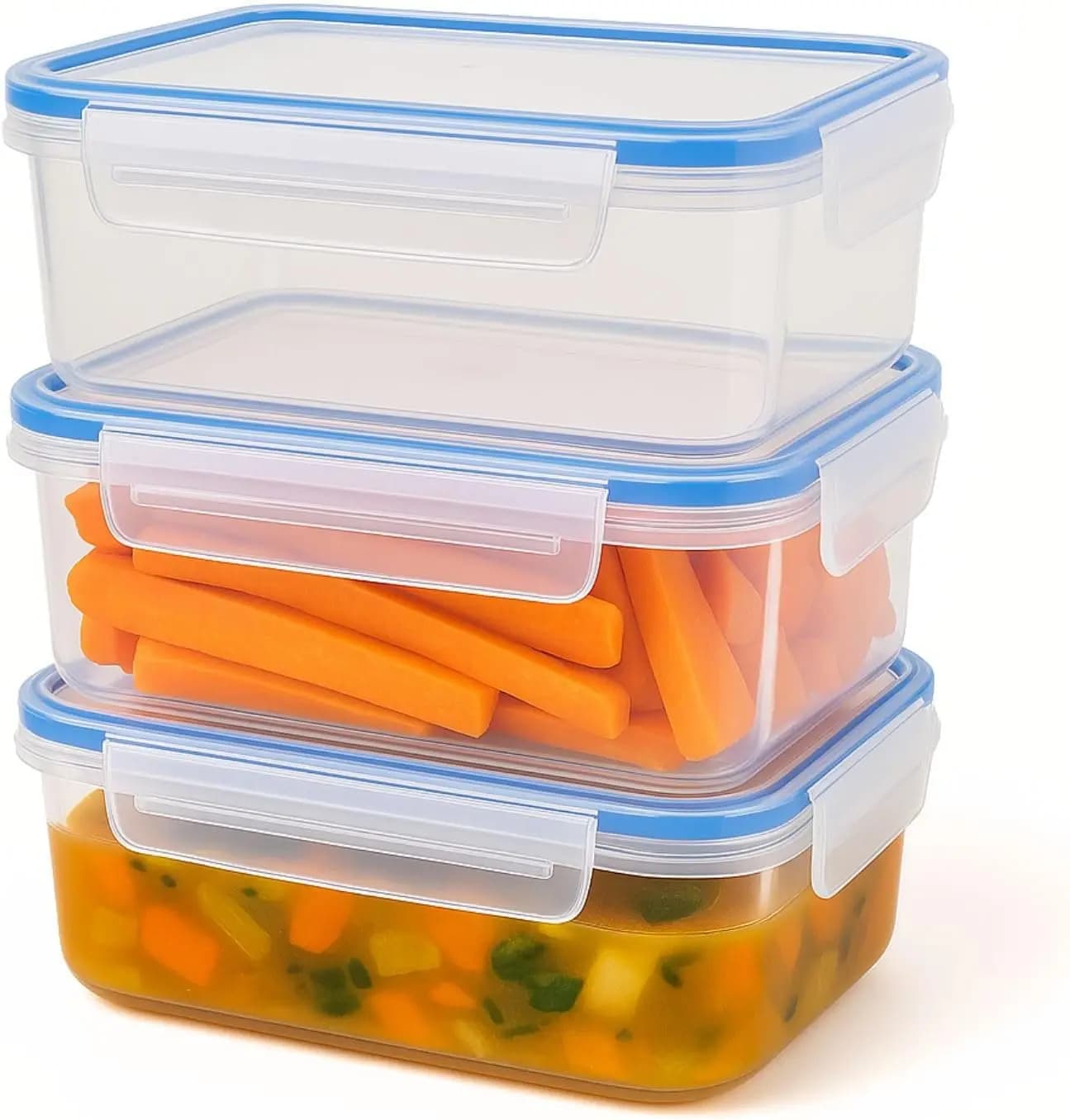 Contenitori ermetici per alimenti da 68 oz con coperchi SnapTight – Contenitori trasparenti, impilabili, senza BPA per la preparazione dei pasti, per cucina, frigorifero