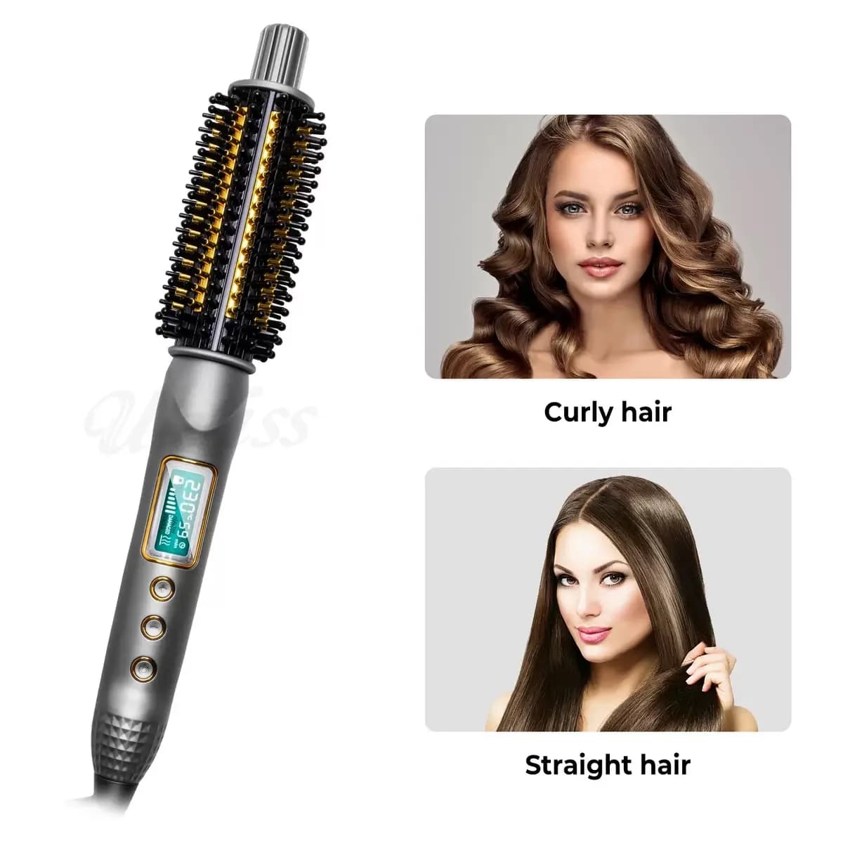 Double brush for iron hair curler PTC ceramic ion curler plate for hair volumizing anti-scotting brush heated comb hot electric