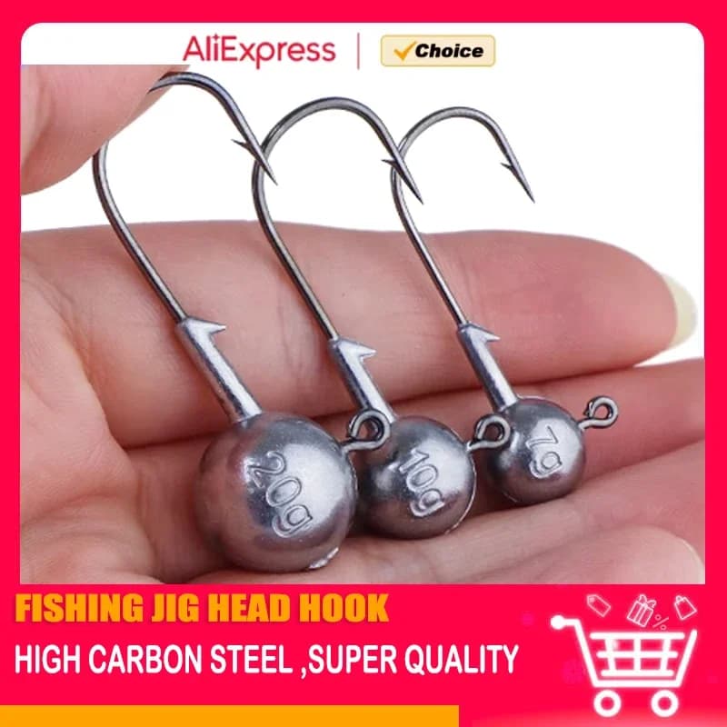 JYJ 1g 2g 3g 28g Amo da pesca con jig head per Rockfish, esche morbide, Bass, Luccio, Trota e altri pesci. Accessori per la pesca.