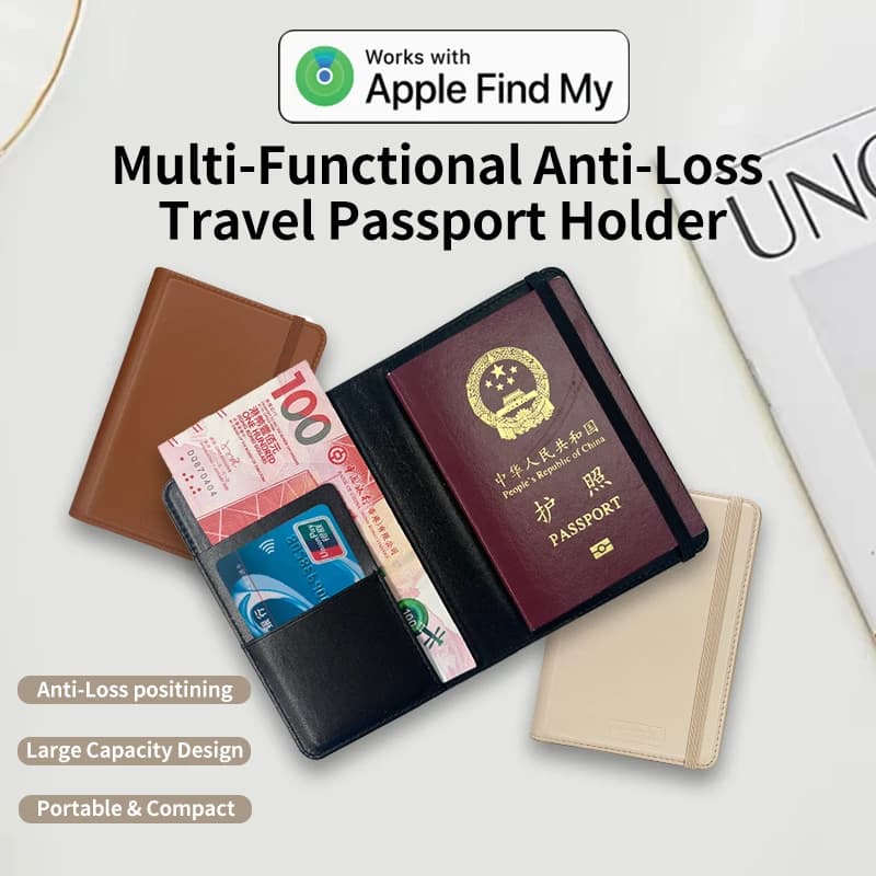 Porta passaporto funziona con ios trova il mio tracker da viaggio Rilevatore di documenti Localizzatore GPS Tracker copri passaporto per Travel Essentials