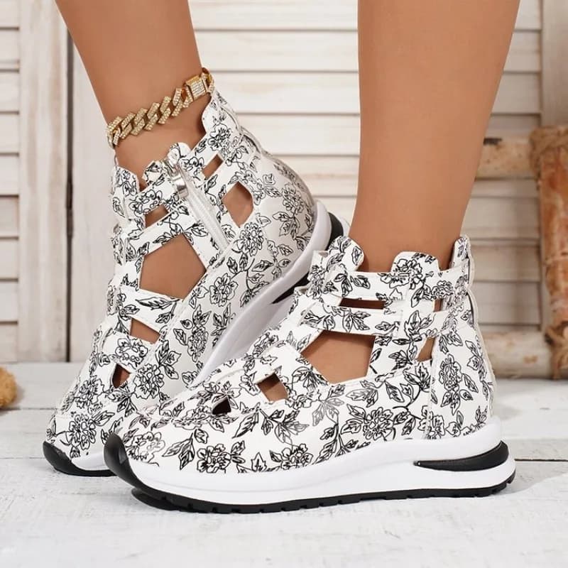 2026 New Women's Thick Heel Heightening Sandals Hollow out round Toe Sporty Style Casual Roman Sandals Rubber Outsole