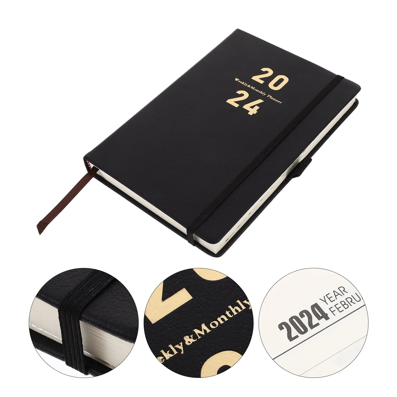 Agenda Giornaliera Portatile in Carta Imitazione Pelle, Blocco Note per Pianificazione Annuale e Mensile, per Ufficio e Casa