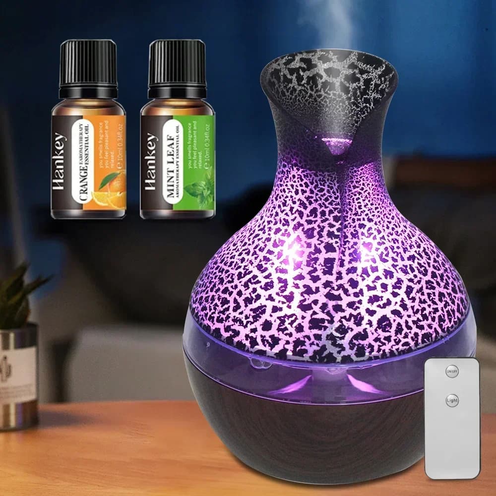 300 ml USB aromatherapy diffuser and humidifier – ultra silent cold mist humidifier with remote control, 7 color LED lights and 2