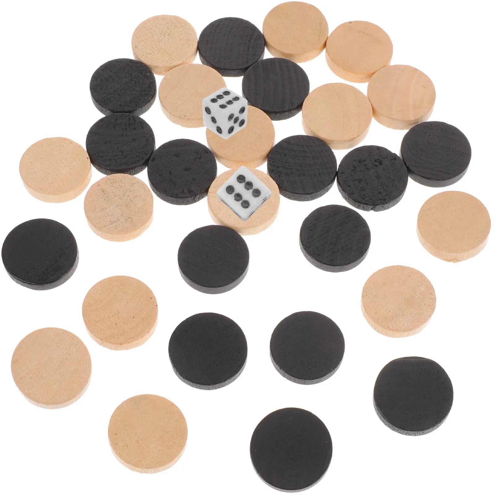 1Set Sturdy Wood Backgammon Pieces Compatible with Checkers Backgammon Chess Board Games Round Game Pieces Replacement