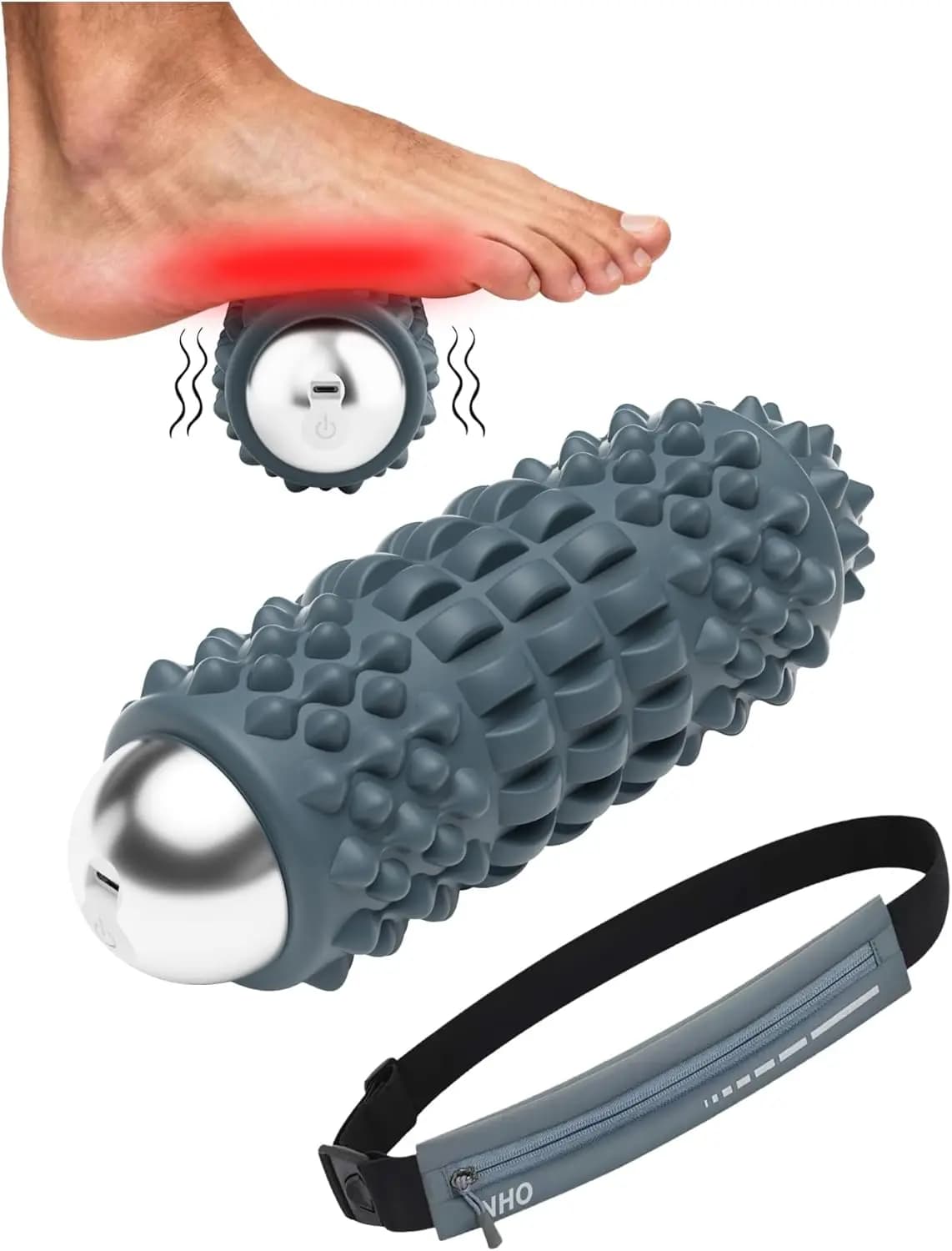 Palla Massaggiante Vibrante a 4 Velocità per Alleviare il Dolore Muscolare, Rullo in Schiuma per Terapia dei Punti Trigger, Fascite Plantare, Collo, Spalle