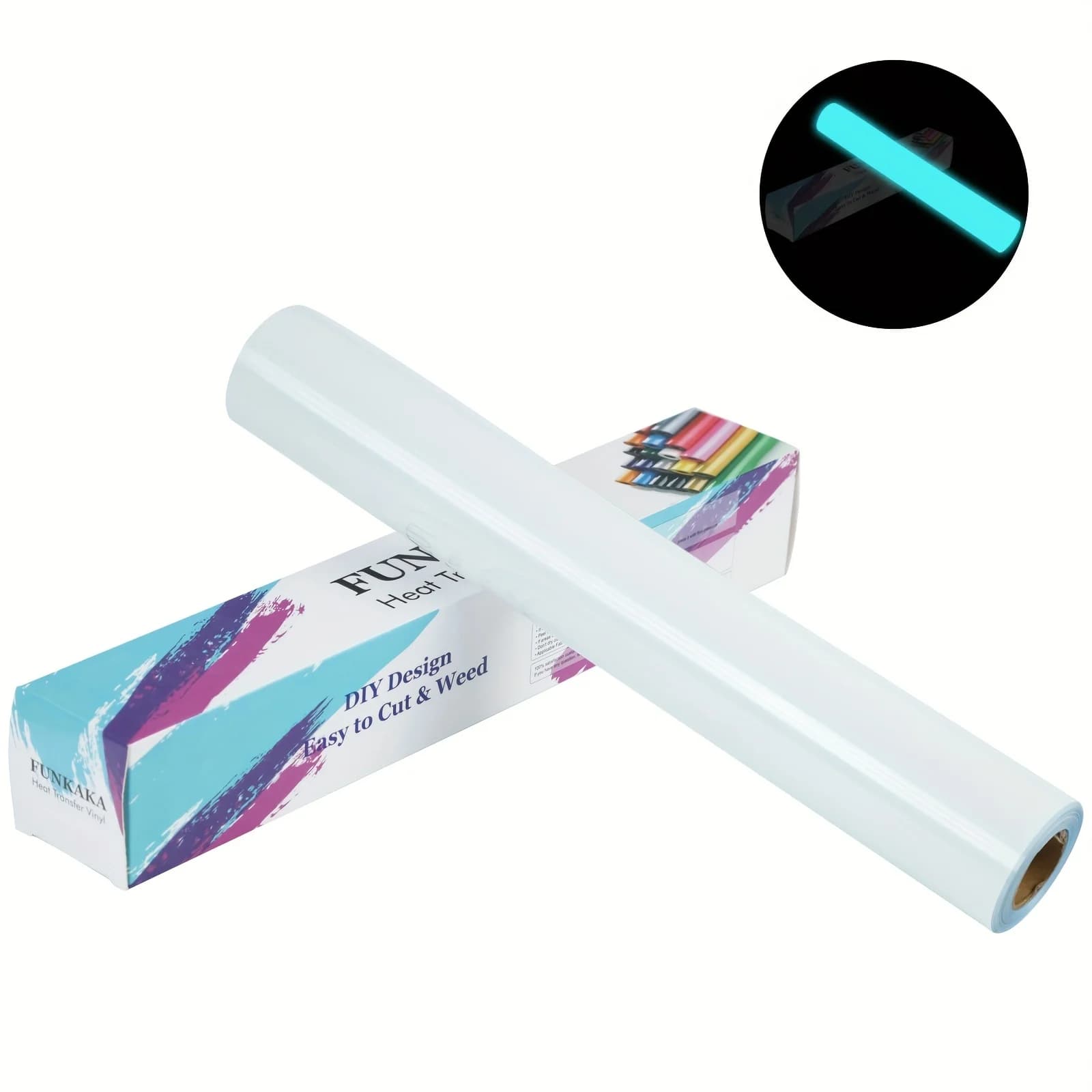 12" x 3ft Glow in The Dark HTV, guangyintong Heat Transfer Vinyl for T Shirt,PU Elastic Vinyl, Iron On Vinyl For All Cutter Mach