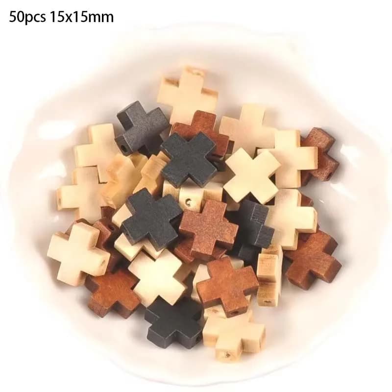 50 pezzi di legno naturale croce pendente risultati dei gioielli moda ciondoli fatti a mano collana/braccialetto accessori mt2673