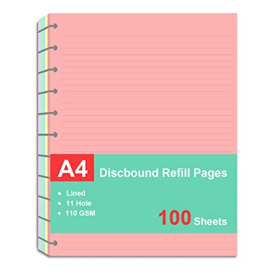 Letter Size Refills Paper, A4 Tul Paper for TUL Note-Taking System Discbound Notebook Planner Inserts, 5 Colors 20 Sheets/C,Tot