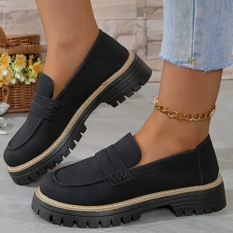 Taglie forti 43 Mocassini da donna Scarpe con plateau stile britannico Ufficio Primavera Autunno Donna Casual Comode scarpe slip-on con tacco basso
