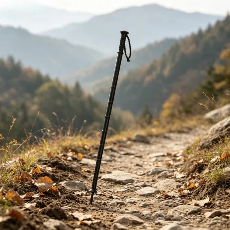 Metallic Walking Sticks Hiking Pole Folding Cane Trekking Pole Self Defense Rod Multi-function Cane Defense Goods Camping Tools