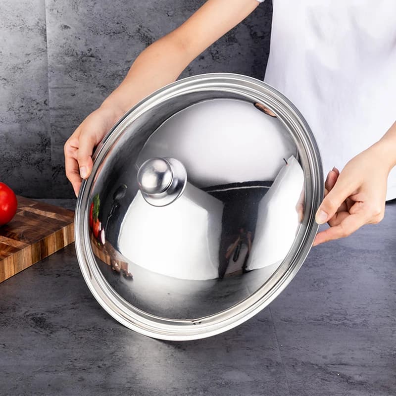 Universal Spare Cover for Padella, Wok and 10-32Cm Stainless Steel Pot, Smooth Edge, Dishwasher Washing Machine