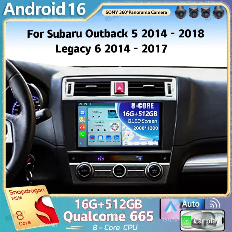Android 15 Per Subaru Outback 5 2014 - 2018 Legacy 6 2014 - 2017 2K QLED Stereo Autoradio Lettore Video Multimediale GPS 4G CarPlay