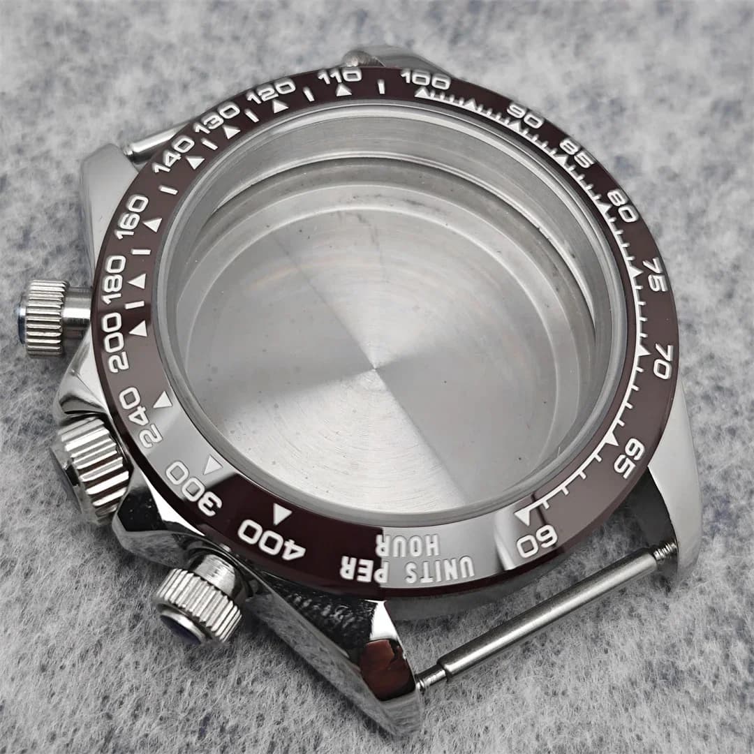 Cassa dell'orologio VK63 con cassa in acciaio inossidabile in vetro zaffiro con lunetta in ceramica accessori per orologi da uomo per movimento al quarzo VK63