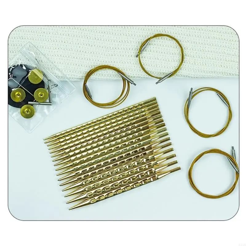 8Pair Stainless Steel Circular Knitting Needle Interchangeable Sweater Needle with Bag for Weaving Sweaters Sock Hat