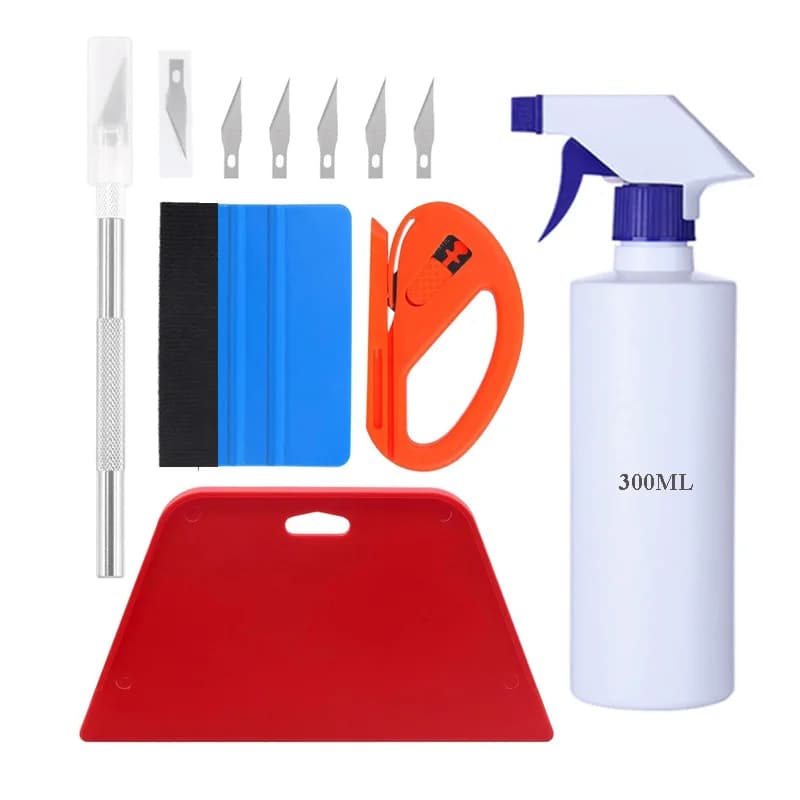 10 pezzi kit di strumenti per tinta per finestre bordo in feltro raschietto raschietto taglierina per vinile 300ml bottiglia spray coltello da intaglio per pellicola di vetro per tinta per finestre