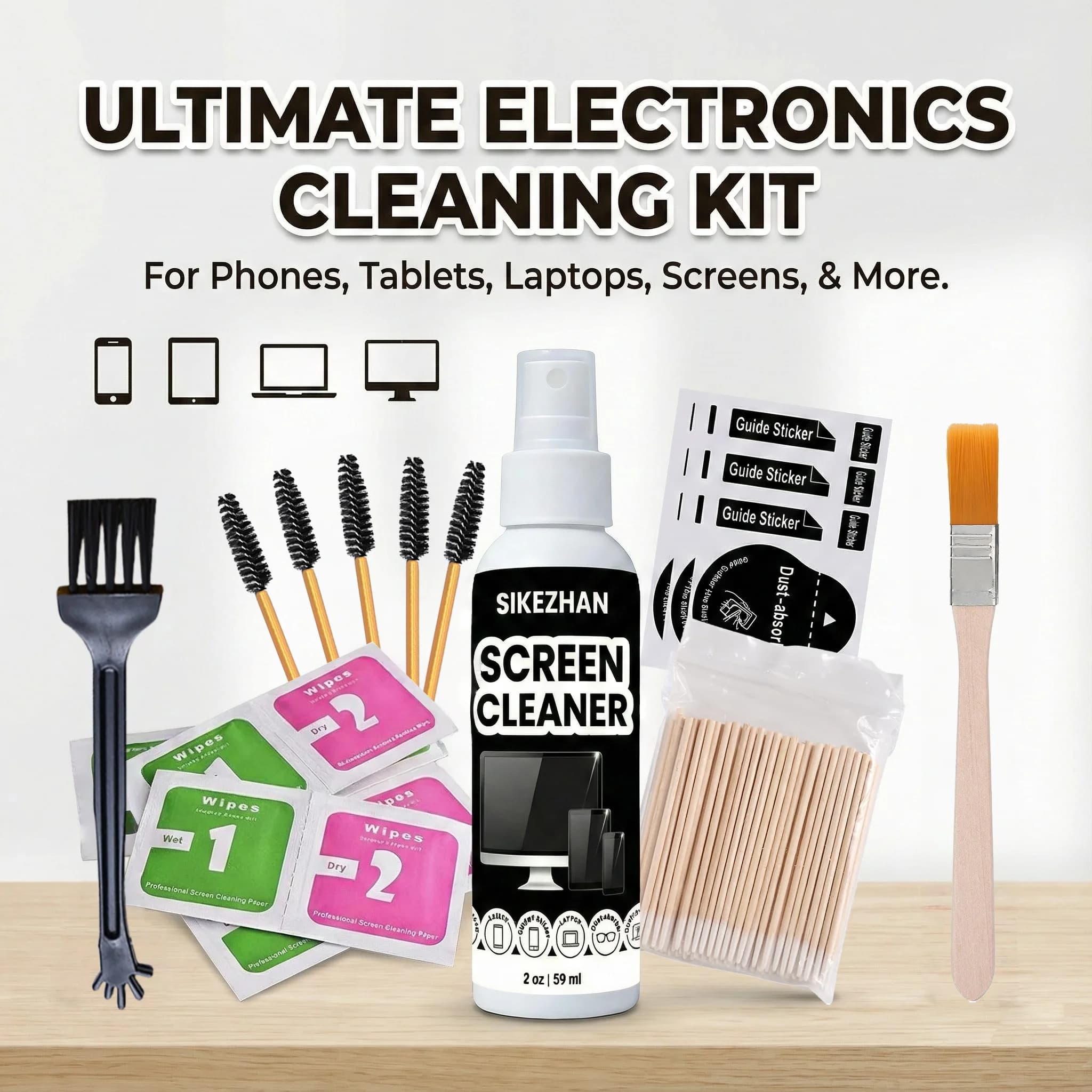 All-in-1 Electronic Cleaning Kit for iPhone AirPods, Telephone Screen Cleaner, Speaker Recharge and Brush, Technical Cleaning Tool