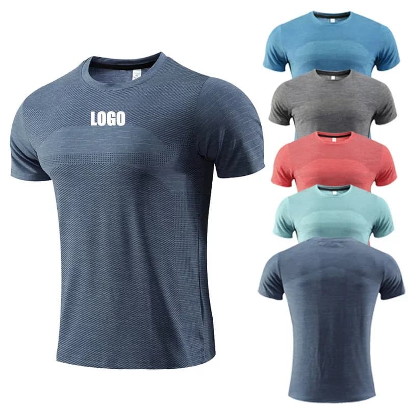 T-shirt sportiva estiva a maniche corte da uomo con LOGO personalizzato Abbigliamento da fitness per abbigliamento da corsa casual ad asciugatura rapida