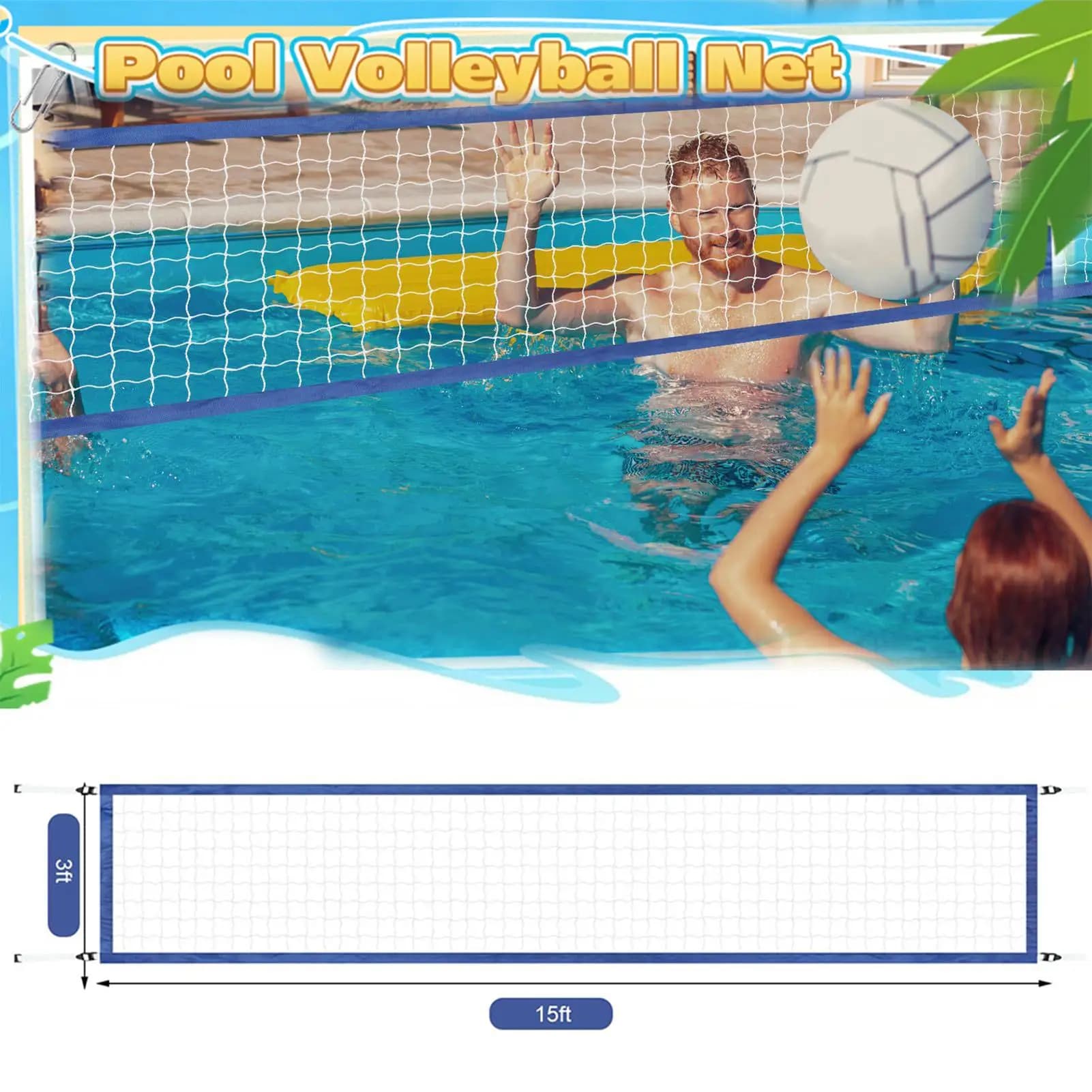 15 X 3FT Portable Nylon Volleyball Network Spare accessories Professional pool supplies