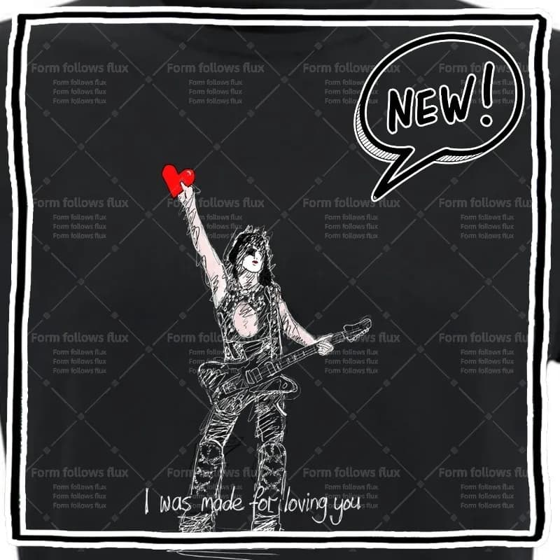 T-shirt con cappuccio da uomo 2026, disegnata a mano in stile fumetto, Paul Stanley – Kiss – I was made for loving you, Rock Romantic The Guitarists The