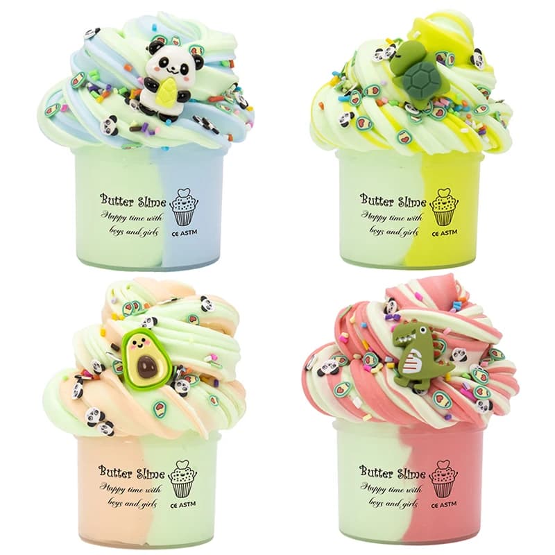 70ml Kit di melma soffice burro Tartaruga Panda Dinosauro Decora melma Non appiccicoso Super morbido fango Argilla polimerica Giocattoli Regalo di compleanno