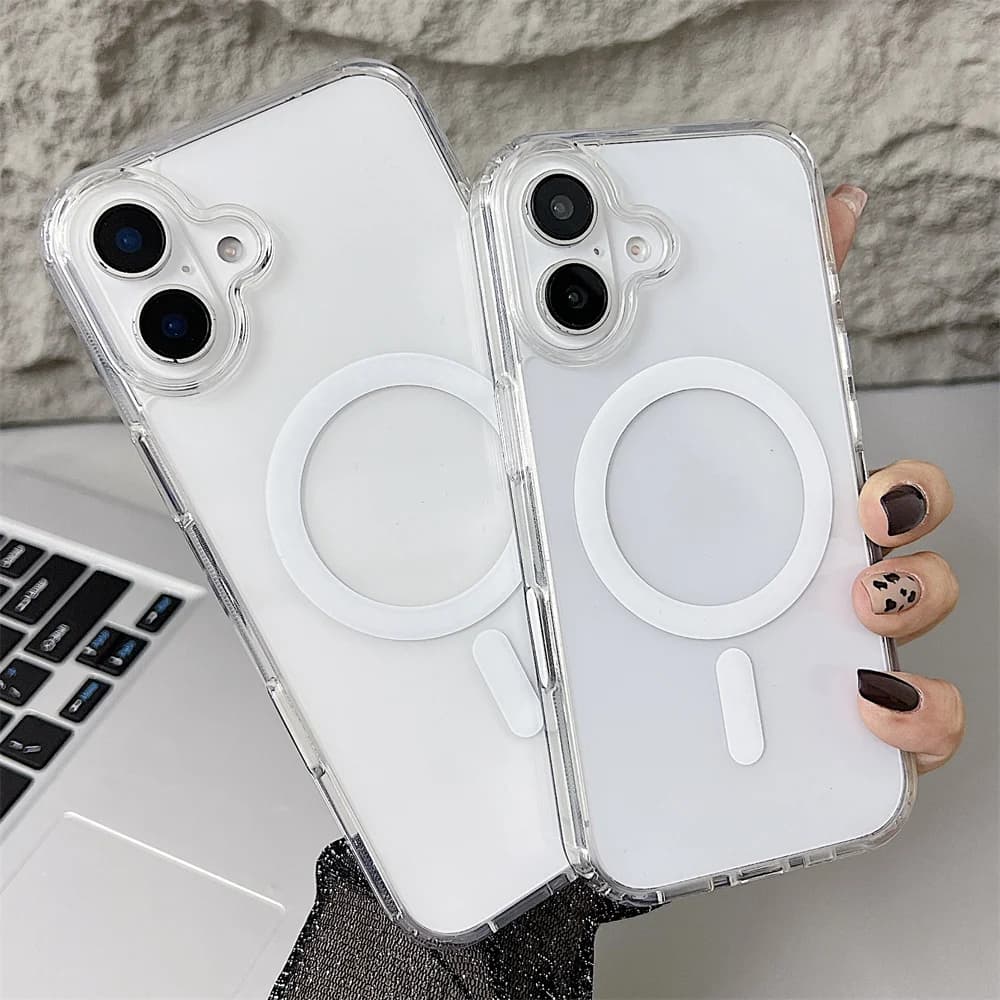 NUOVA custodia magnetica trasparente per iPhone 16 Pro Max custodia per iPhone 11 12 13 14 15 Pro Max Plus copertura di ricarica wireless MagSafe