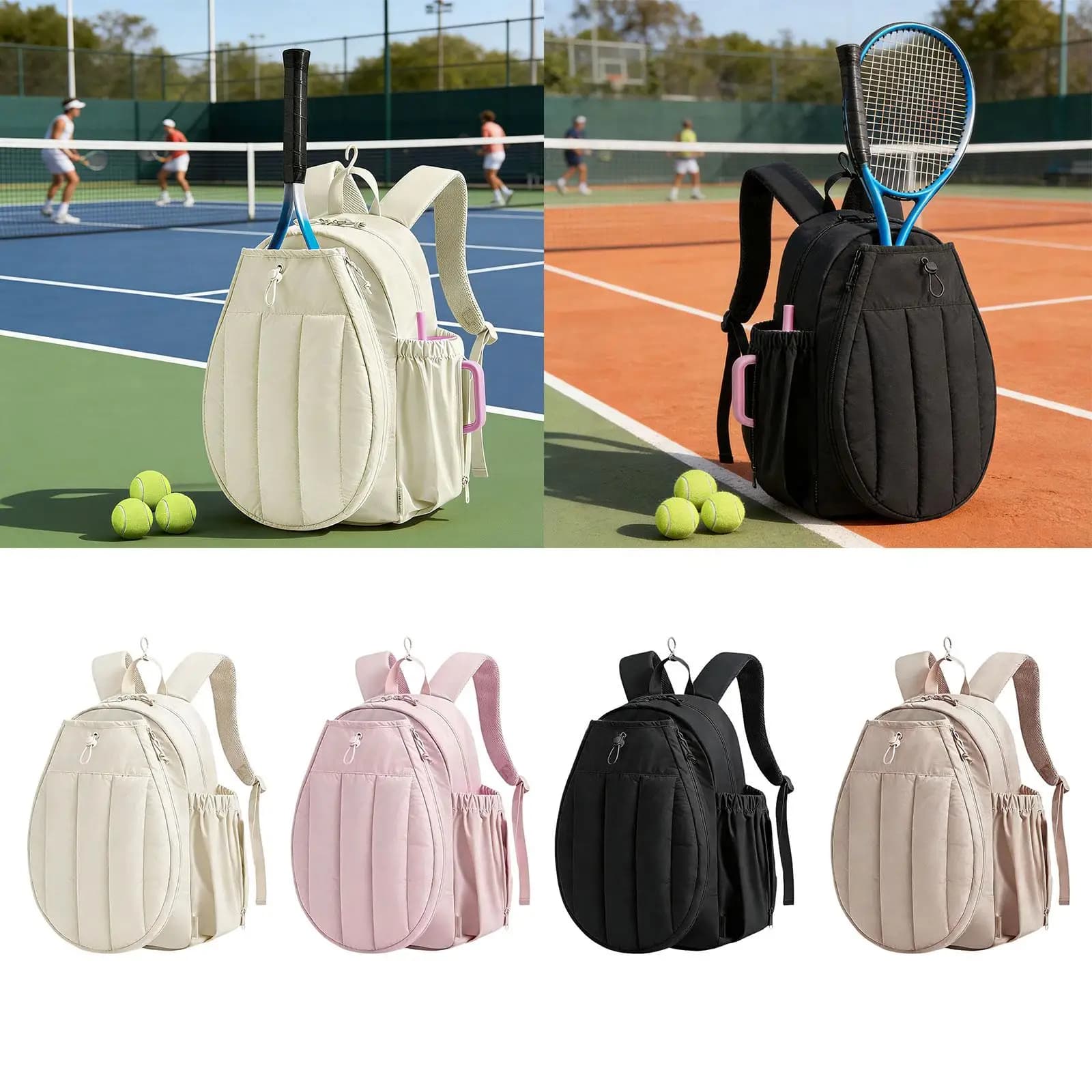 Borsa Multifunzionale per Racchette da Tennis, Ampio Spazio, in Poliestere, per Attrezzature e Accessori Sportivi