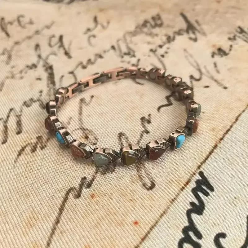 Bracciali in Rame per Donne, Bracciali Magnetici in Rame Puro, Pietre Preziose Naturali e Uniche, Bracciali Femminili alla Moda