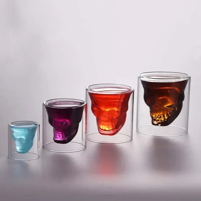 Tazze da birra con teschio creativo in vetro senza piombo, tazze da birra, tazze da tè, cocktail, vino, tazze da caffè resistenti al calore per regalo all'ingrosso