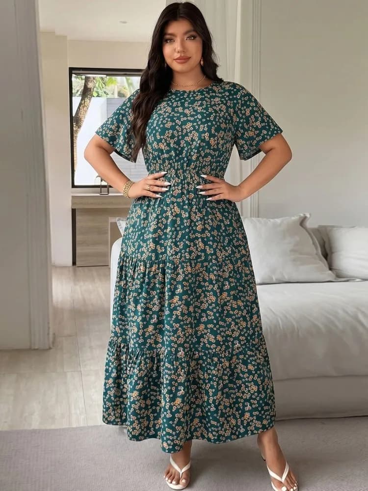XL-4XL Plus Size Clothes Dresses Women Robes Summer Short Sleeve Street Style Casual 3XL 4XL Big Size Midi Dress Oversized