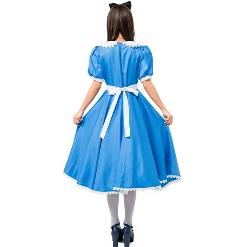 Costume Alice nel Paese delle Meraviglie con Grembiule Blu, Abito Lolita, Costume da Cameriera per Cosplay e Carnevale per Donne Adulte