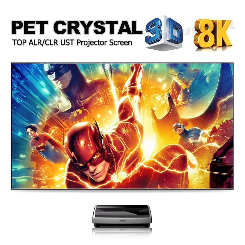 NUOVO 120 pollici ALR CLR UST PET cristallo luce ambientale che rifiuta schermo di proiezione a cornice fissa per proiettore a lancio ultra corto