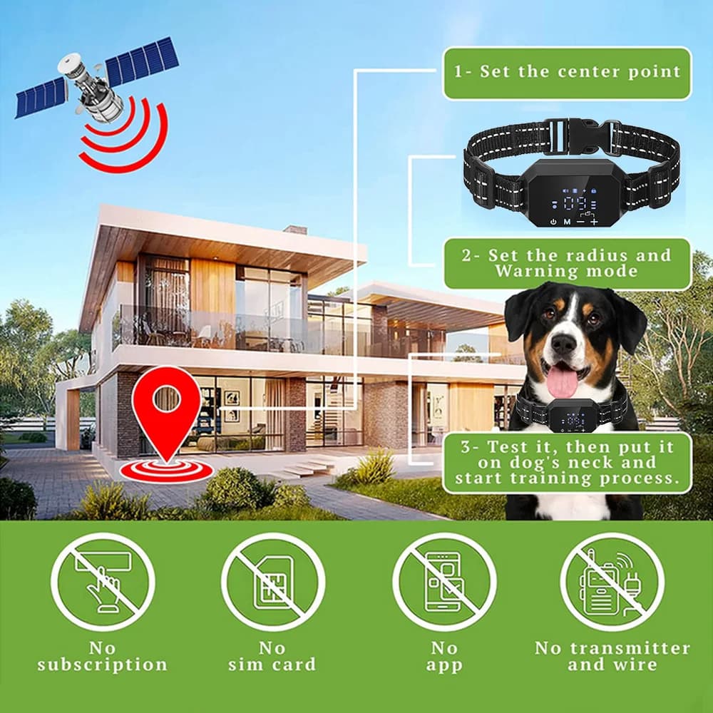 1000m Electric Dog Training Collar 100~3280 Ft Range GPS Wireless Dog Fence Rechargeable Bark Collar For Pet Waterproof