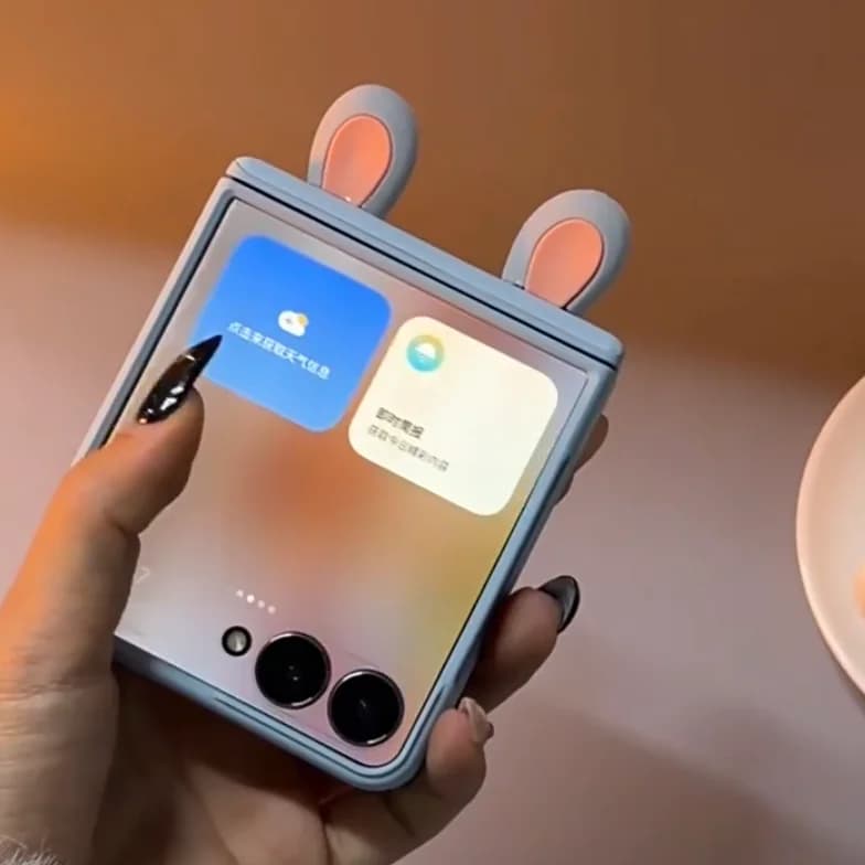 Custodia per telefono con cerniera magnetica e orecchie di coniglio per Samsung Galaxy Z Flip 7 6 flip6 zflip7