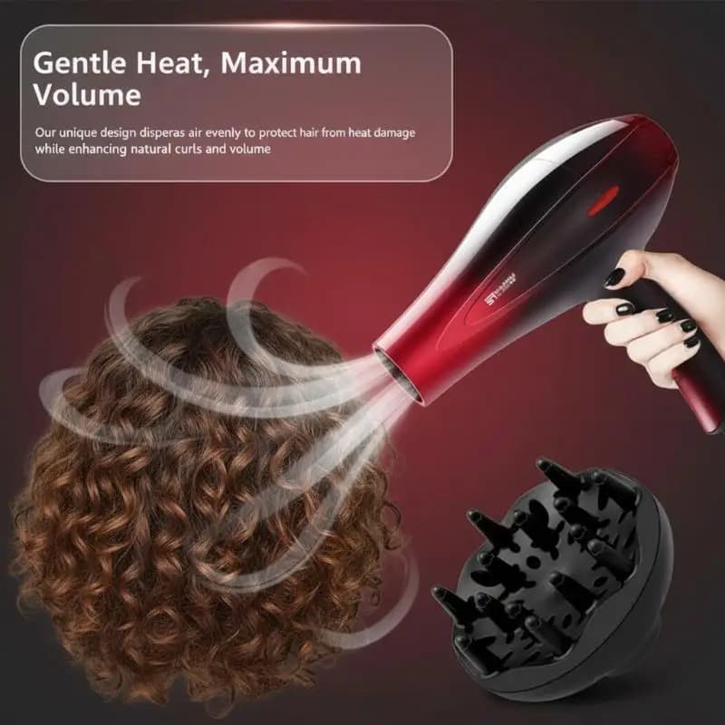 Professional Black Hair Dryer, Universal Accessories for Styling, Hairdresser Tool, Beauty Salon Gift